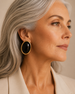 Pendientes Sole maxi en negro y dorado — Alma Vittori