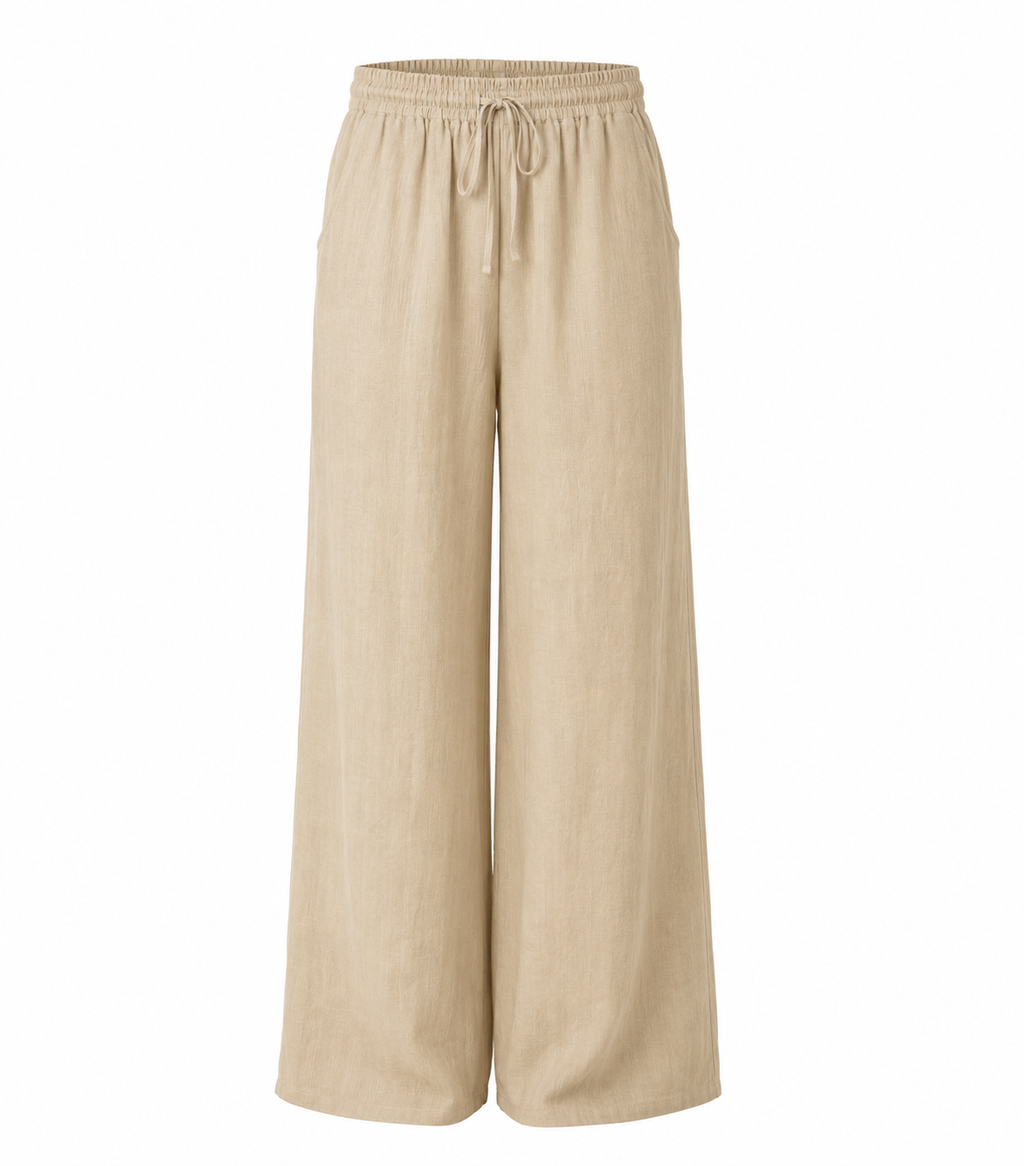 Pantalón Toscana palazzo de lino, primer plano — Alma Vittori