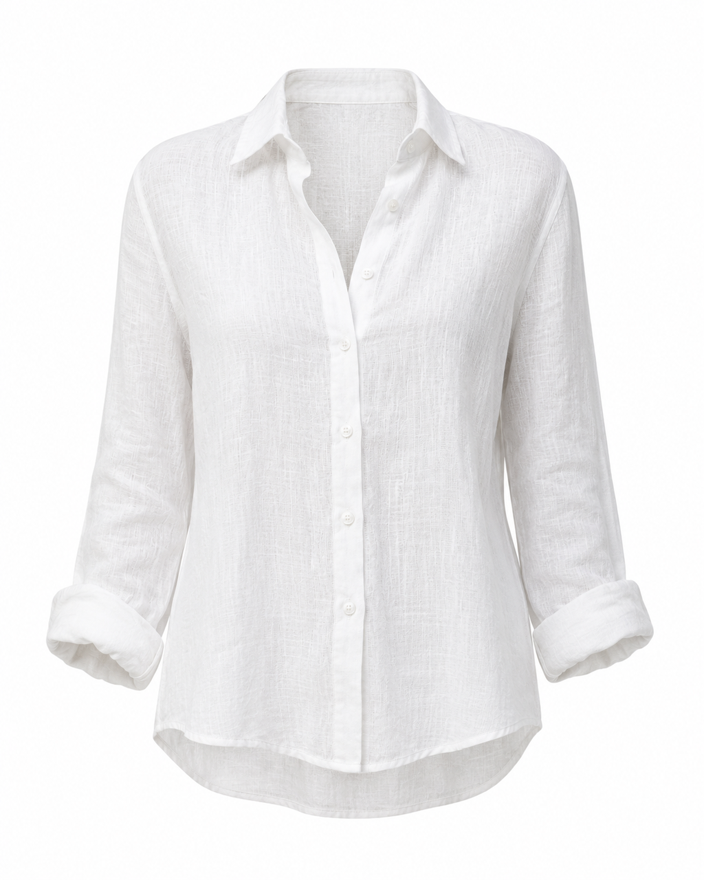 Blusa Serena de lino natural, primer plano — Alma Vittori