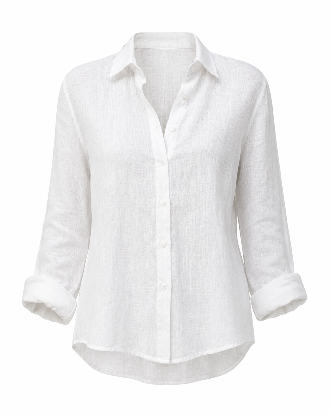 Blusa Serena de lino natural, primer plano — Alma Vittori