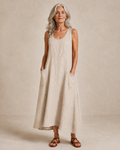 Vestido Livia de lino con bolsillos — Alma Vittori