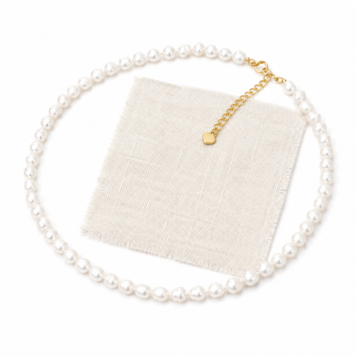 Collar Chiara de perlas barrocas, vista de detalle — Alma Vittori