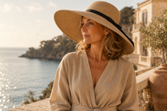Sombrero Riviera de rafia de ala ancha — Alma Vittori