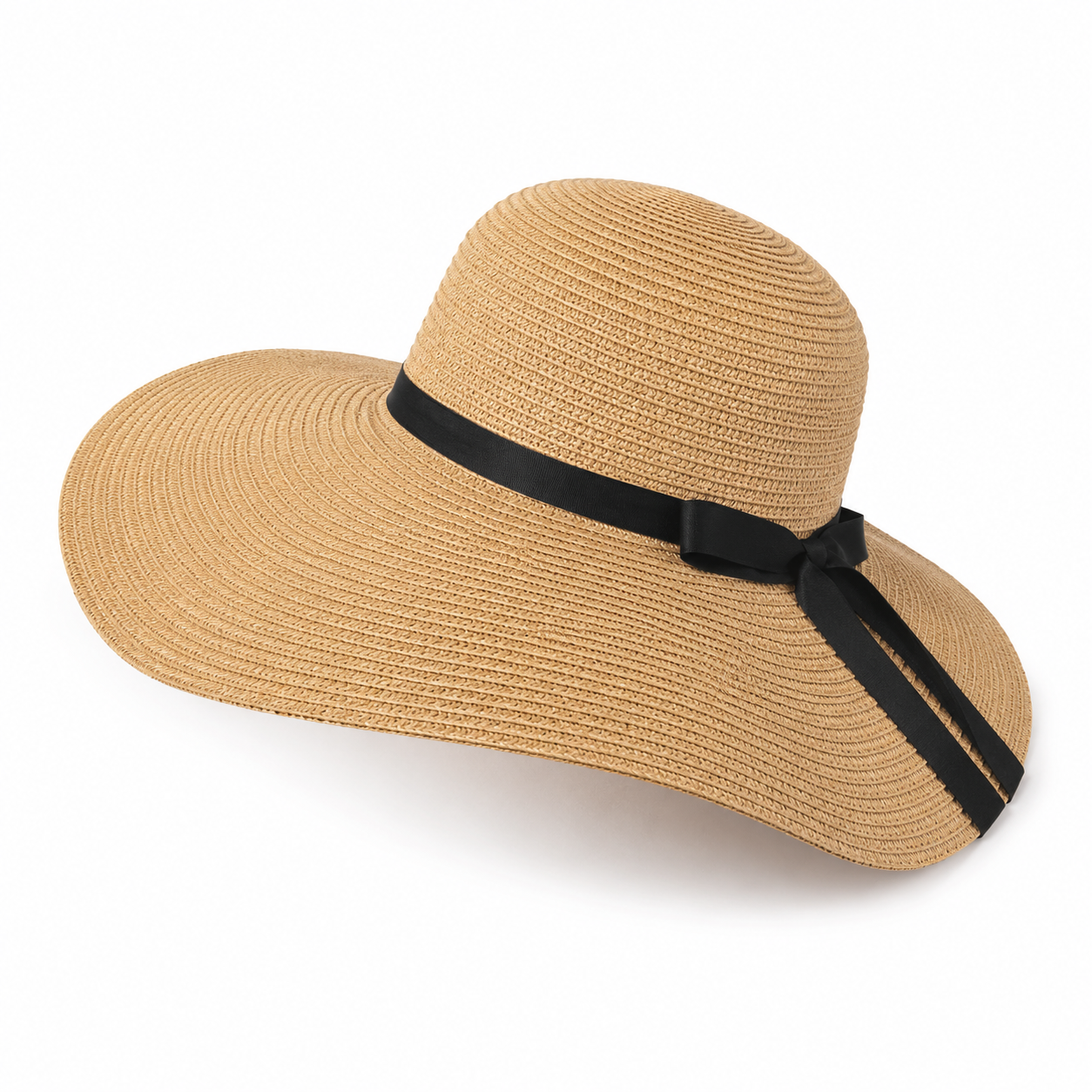 Sombrero Riviera de rafia de ala ancha, vista de detalle — Alma Vittori