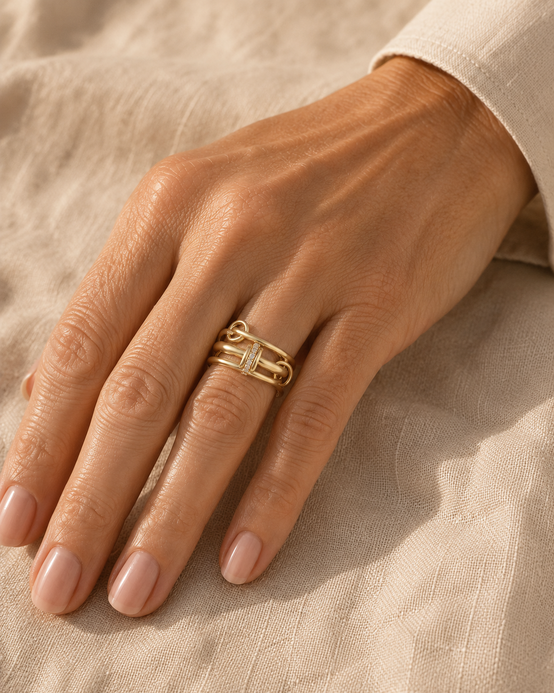 Set de anillos Aria apilables dorados — Alma Vittori