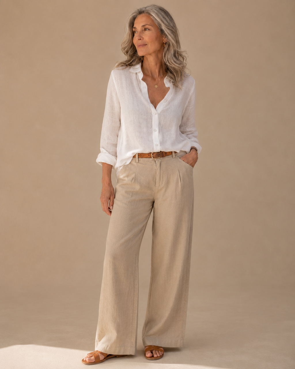 Blusa Serena de lino natural — Alma Vittori