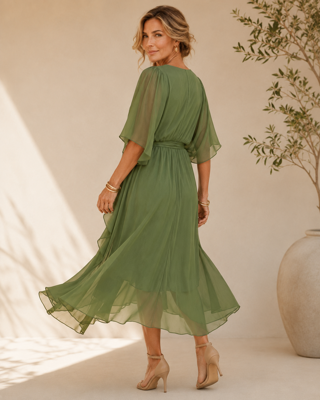 Vestido Adriana — Gasa con escote en V
