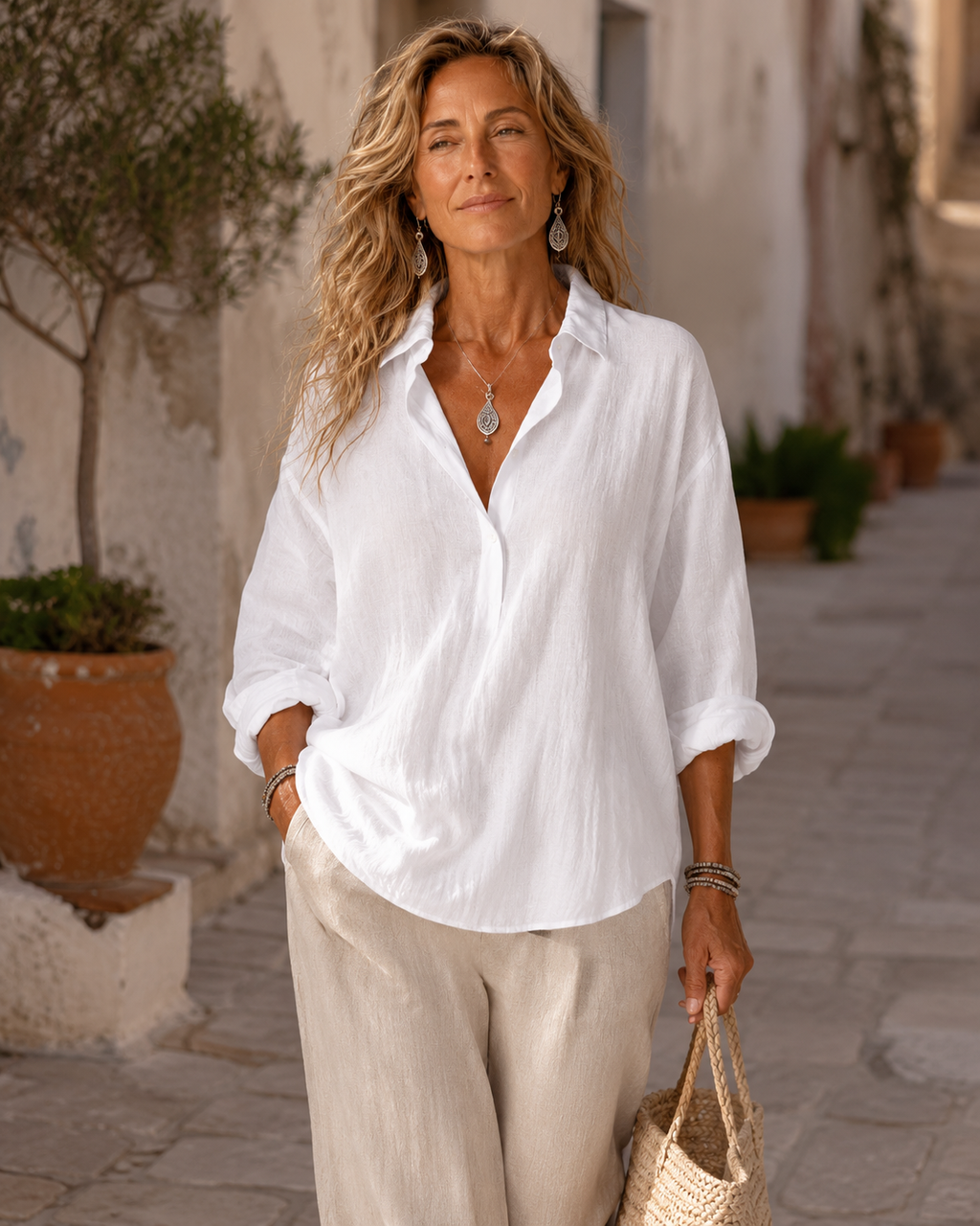 Blusa Carla — Lino versátil