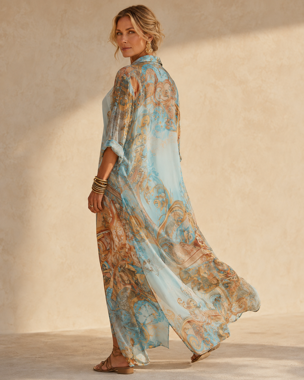 Vestido Amalfitana — Chemisier estampado mediterráneo