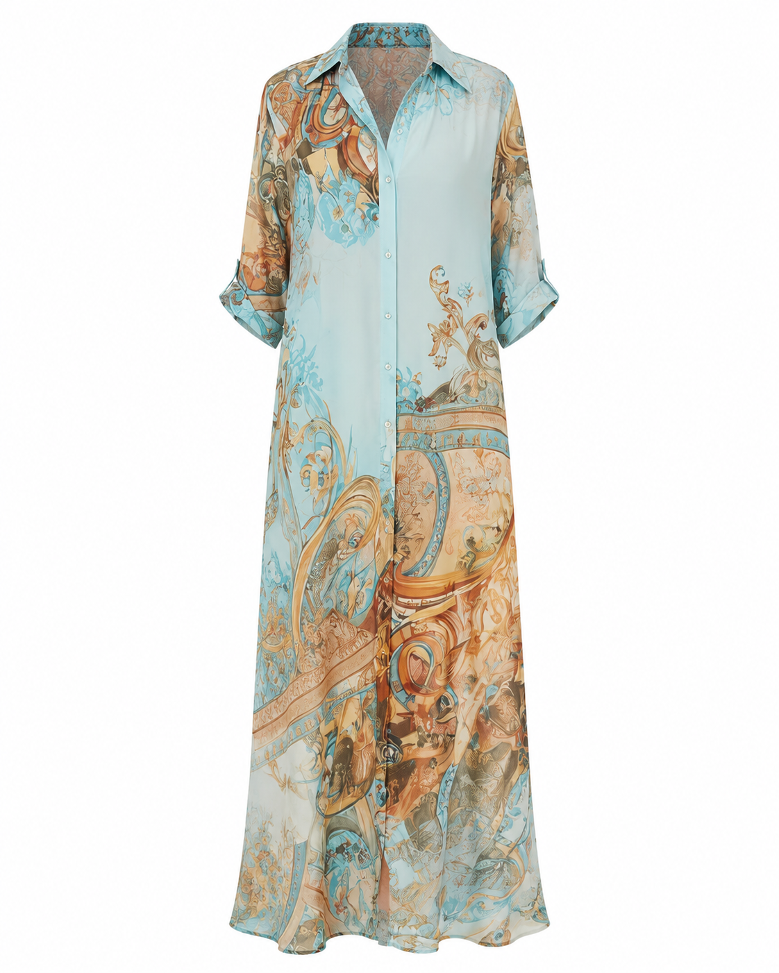 Vestido Amalfitana — Chemisier estampado mediterráneo