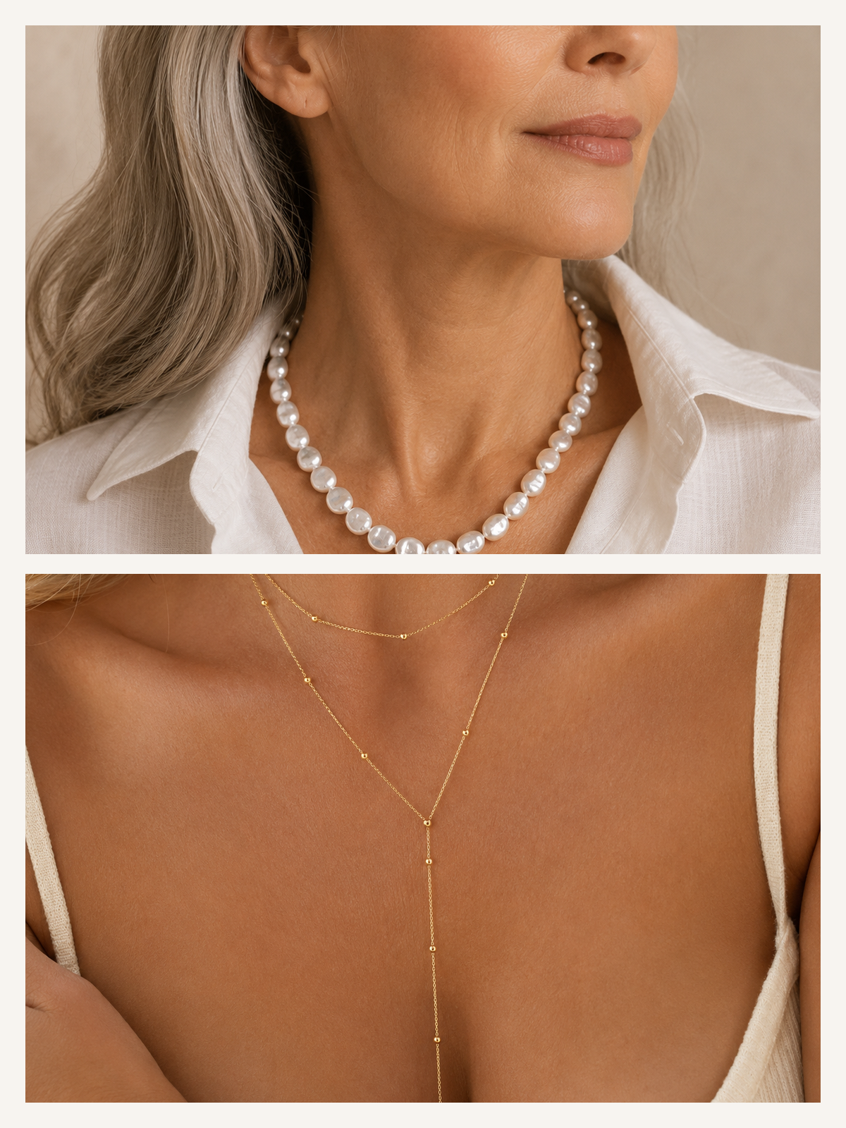 Pack Dúo de Collares — collar de perlas Chiara y cadena dorada Gaia
