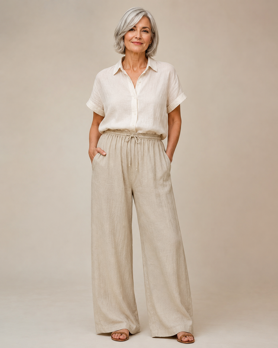 Pantalón Toscana palazzo de lino — Alma Vittori